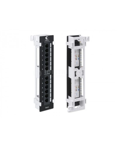 Патч-панель настенная, 12 портов RJ-45, категория 5E, Dual IDC с подставкой, черная в Ставрополе Патч панель Pintop.ru