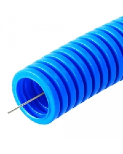 Труба гофрированная ПП тяжёлая 750 Н не распространяющая горение с/з синяя д32 (25м/1375м/ уп/пал) Промрукав PR02.0082 в Ставрополе Труба гофрированная Pintop.ru