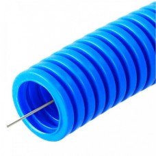 Труба гофрированная ПП лёгкая 350 Н не распространяющая горение синяя д25 (10м/уп) Промрукав (PR02.0254)