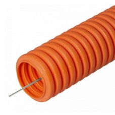 Труба гофрированная ПНД тяжёлая 750 Н безгалогенная (HF) оранжевая с/з д25 (50м/2600м уп/пал) Промрукав (PR.022541о)