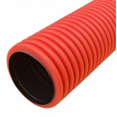 Труба гофрированная двустенная ПНД жесткая тип 750 (SN10) красная д160 5,7м (22,8м/уп) Промрукав (PR15.0243)