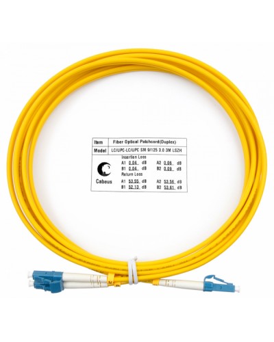 Шнур оптический duplex LC-LC 9/125 sm 3м LSZH Cabeus FOP(d)-9-LC-LC-3m в Ставрополе Патч-корды оптические Pintop.ru