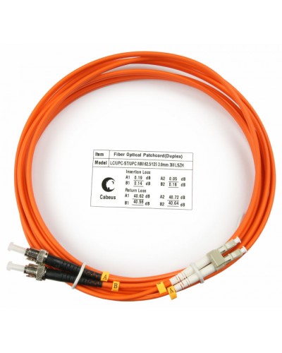 Шнур оптический duplex LC-ST 62,5/125 mm 3м LSZH Cabeus FOP-62-LC-ST-3m в Ставрополе Патч-корды оптические Pintop.ru