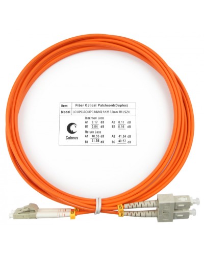 Шнур оптический duplex LC-SC 62,5/125 mm 3м LSZH Cabeus FOP-62-LC-SC-3m в Ставрополе Патч-корды оптические Pintop.ru
