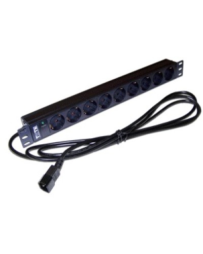 Блок розеток 19 9 шт. без выключателя, 10A 250V, шнур питания с вилкой C14, 3.0 м TWT TWT-PDU19-10A9P4-3.0 в Ставрополе Блоки розеток Pintop.ru