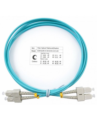 Шнур оптический duplex SC-SC 50/125 mm OM3 2м LSZH Cabeus FOP-50-SC-SC-2m в Ставрополе Патч-корды и пигтейлы Pintop.ru