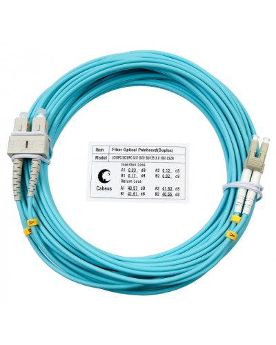 Шнур оптический duplex LC-SC 50/125 mm OM3 10м LSZH Cabeus FOP-50-LC-SC-10m в Ставрополе Патч-корды и пигтейлы Pintop.ru
