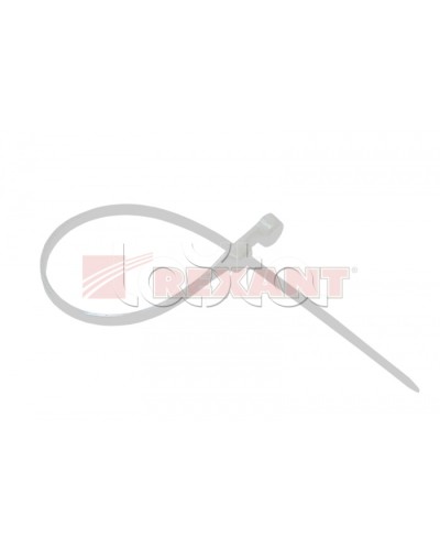 Хомут-стяжка нейлоновый под винт 2.5х100 мм белый (100шт/уп) REXANT 07-0104 в Ставрополе Стяжки-хомуты Pintop.ru