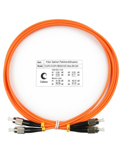 Шнур оптический duplex FC-FC 62,5/125 mm 1,5м LSZH Cabeus FOP-62-FC-FC-1,5m в Ставрополе Патч-корды оптические Pintop.ru