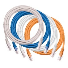 Шнур коммутационный NETLAN U/UTP 4 пары, Кат.5е (Класс D), 100МГц, 2хRJ45/8P8C, T568B, заливной, многожильный, BC (чистая медь), PVC нг(B), синий, 0,5м, уп-ка 10шт. NETLAN EC-PC4UD55B-BC-PVC-005-BL-10