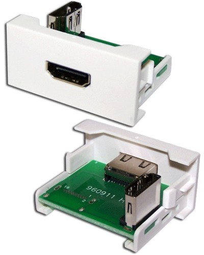 Вставка Mosaic 22.5x45 с адаптером HDMI 90 градусов, мама, белая LANMASTER (LAN-WA-LP-HD90F-WH) в Ставрополе Коннекторы и разъемы Pintop.ru