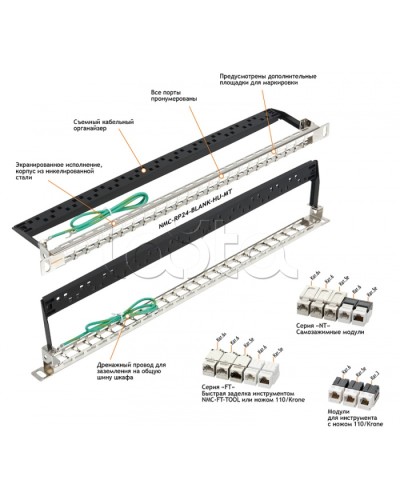 Патч-панель 19, 0.5U, 24xKeystone UTP/STP NIKOMAX (NMC-RP24-BLANK-HU-MT) в Ставрополе Патч панель Pintop.ru