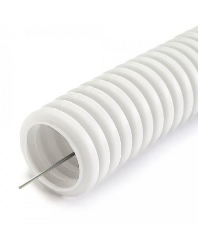Труба гофр ПЛЛ тяжелая безгалогенная (HF) негорючая (НГ) белая с/з d20 мм (50м/уп) Промрукав (PR02.0398) в Ставрополе Труба гофрированная Pintop.ru