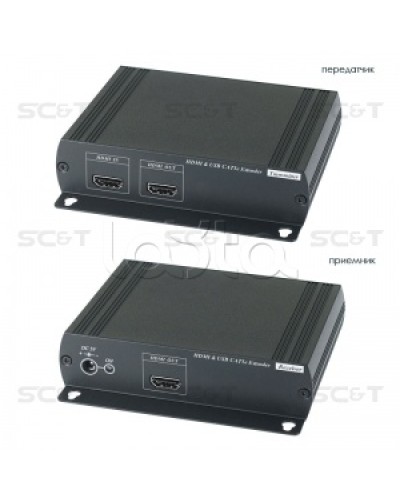 Удлинитель HDMI KVM (комплект приёмник + передатчик) по Ethernet до 120м (CAT5e) SC&T HKM01E в Ставрополе Видеоусилители, Модуляторы, Делители Pintop.ru