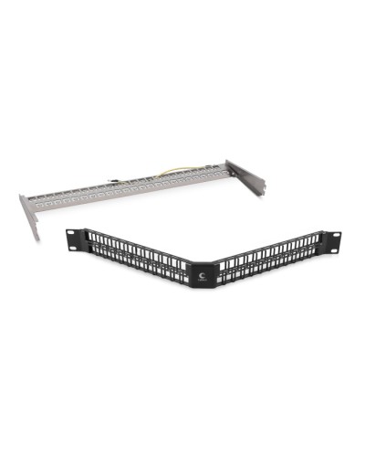 Угловая модульная патч-панель 19, 48 портов, 1U Cabeus (PLBHD-48-CON-SH) в Ставрополе Патч панель Pintop.ru