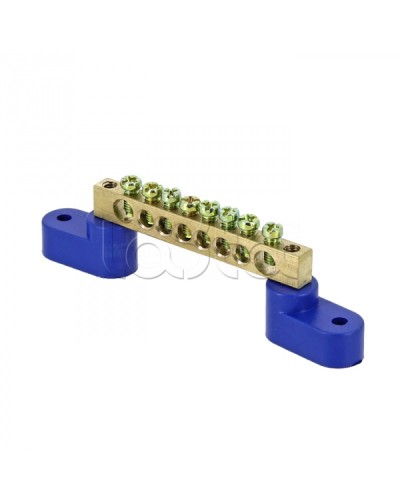 Шина 0 N (8х12мм) 8 отверстий латунь 2 синих угловых изолятора EKF PROxima (sn0-125-08-2) в Ставрополе Крепежные изделия Pintop.ru