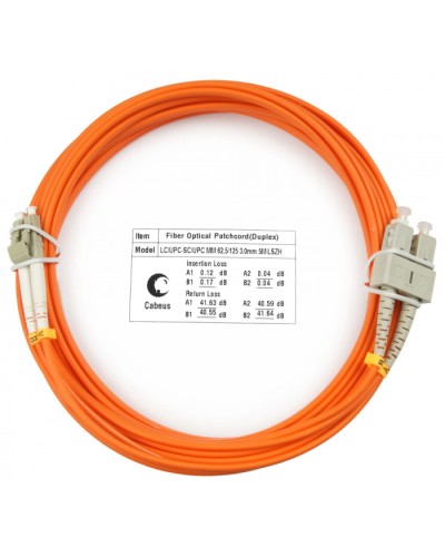 Шнур оптический duplex LC-SC 62,5/125 mm 5м LSZH Cabeus FOP-62-LC-SC-5m в Ставрополе Патч-корды оптические Pintop.ru