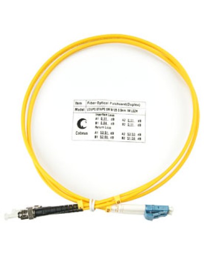 Шнур оптический duplex LC-ST 9/125 SM 1 м LSZH Cabeus FOP(d)-9-LC-ST-1M в Ставрополе Патч-корды оптические Pintop.ru