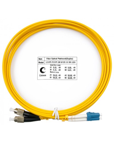 Шнур оптический duplex LC-FC 9/125 sm 3м LSZH Cabeus FOP(d)-9-LC-FC-3m в Ставрополе Патч-корды оптические Pintop.ru