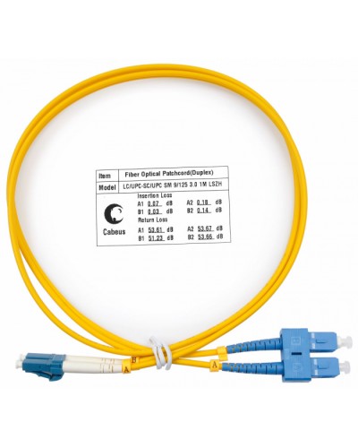 Шнур оптический duplex LC-SC 9/125 SM 1 м LSZH Cabeus FOP(d)-9-LC-SC-1M в Ставрополе Патч-корды оптические Pintop.ru