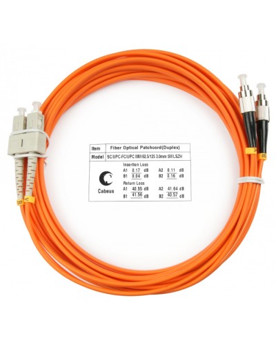 Шнур оптический duplex SC-FC 62,5/125 mm 5м LSZH Cabeus FOP-62-SC-FC-5m в Ставрополе Патч-корды оптические Pintop.ru