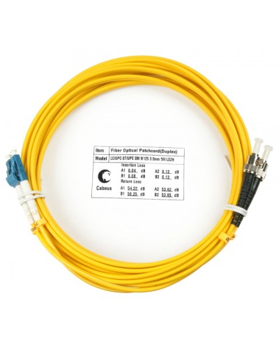 Шнур оптический duplex LC-ST 9/125 sm 5м LSZH Cabeus FOP(d)-9-LC-ST-5m в Ставрополе Патч-корды оптические Pintop.ru