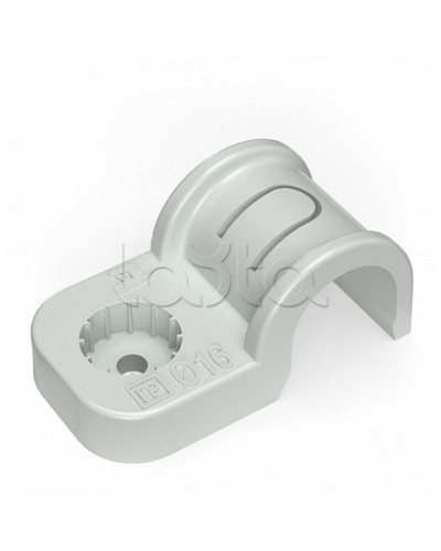 Крепеж-скоба пластиковая односторонняя для прямого монтажа атмосферостойкая серая в п/э d16 мм (10шт/700шт уп/кор) Промрукав (PR13.0397) в Ставрополе Держатели, клипсы, скобы Pintop.ru