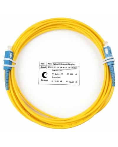 Шнур оптический simplex SC-SC 9/125 sm 7м LSZH Cabeus FOP(s)-9-SC-SC-7m в Ставрополе Патч-корды оптические Pintop.ru