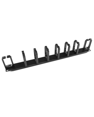 Органайзер кабельный горизонтальный 19 1U, 8 пласт. колец, металлический, черный Cabeus JB08-1U-PR-BK в Ставрополе Кабельные органайзеры Pintop.ru