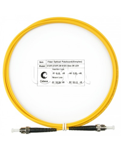 Шнур оптический simplex ST-ST 9/125 sm 2м LSZH Cabeus FOP(s)-9-ST-ST-2m в Ставрополе Патч-корды оптические Pintop.ru